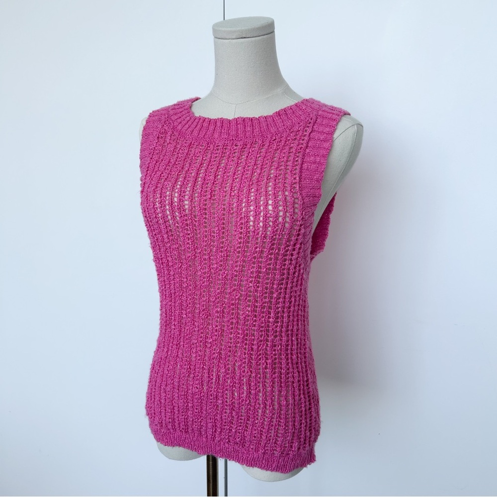 Pink High Neck Crotchet Vest